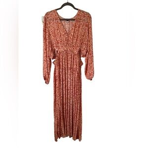 Old Navy orange tones Patterned Long Sleeve Dress with side cutouts